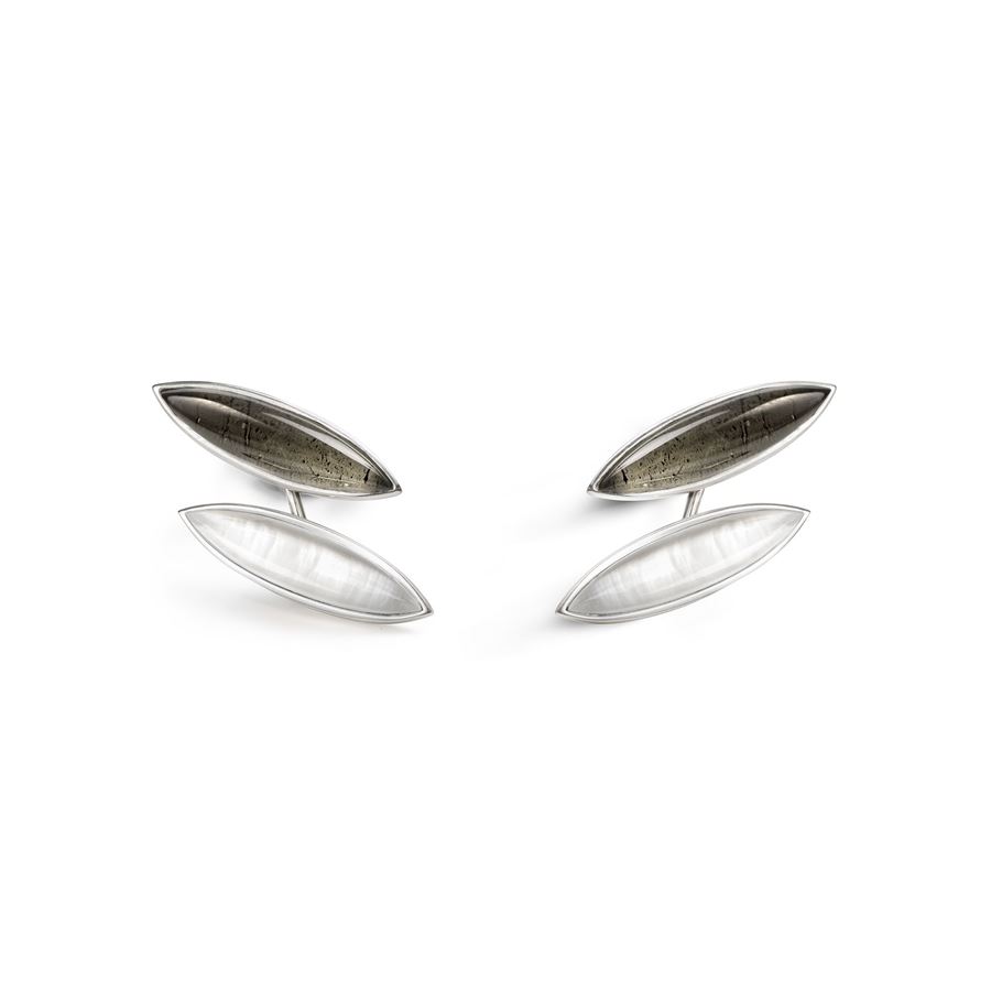 Orecchini piercing navetta AURUM | OR PRCNARG MOP BIA/GRI